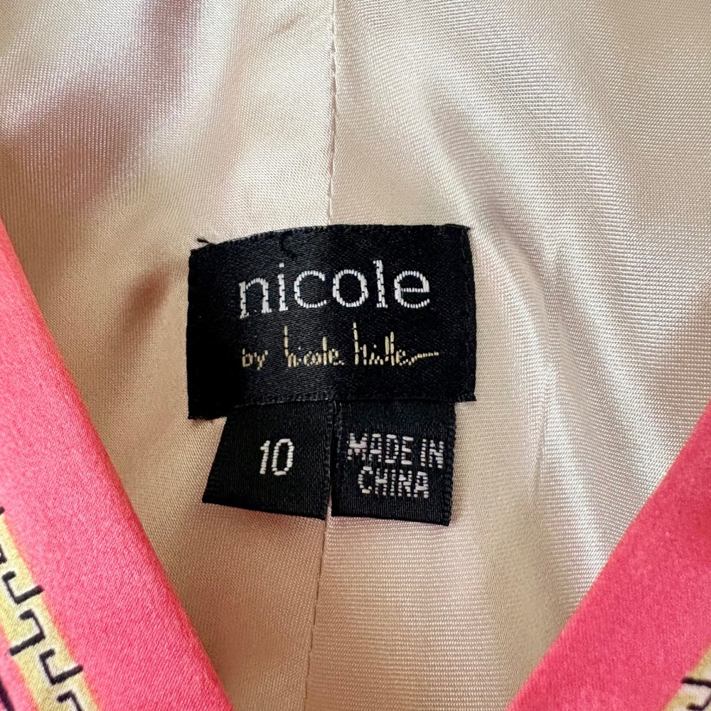 Nicole Miller Y2K 100% Silk Paisley Floral V-Neck Sheath Dress 10 Garden Wedding - Picture 6 of 10